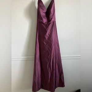 Plum purple bridesmaids dress form David’s Bridal.